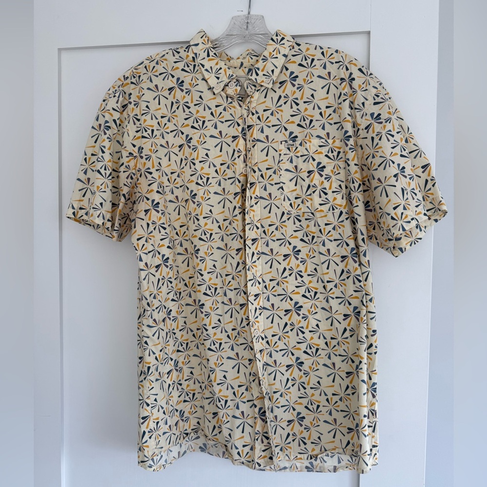 O'Neill Men's Geometric Pattern Shirt - Cream and Blue